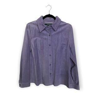 Bushwacker Purple Leather Button Down Blouse Women’s Size L